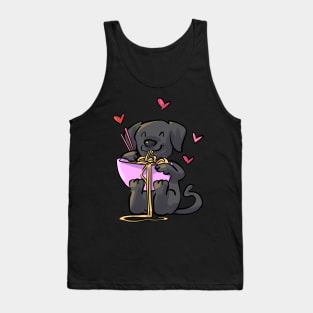 Lab Black Puppy Dog Eating Noodles Tank Top